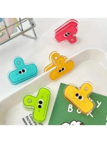 4 件可爱彩色亚克力脸夹 - 适用于办公室、学校和家庭用品装饰的纸张整理器 - 彩色 - 查看 5