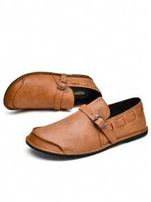 CLOHOO Brand Handmade Men's Business Casual Shoes, Soft Outsole Comfortable Daily Casual Men's Loafers, Retro Classic British Style Men's Shoes, Rubber Sole Wear-Resistant Men's Shoes - Yellow Brown - View 6