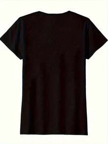 Jesus Saves" Cross Graphic Tee - 100% Cotton, Casual Crew Neck T-Shirt For Women, Machine Washable - 黑色 - 查看 6