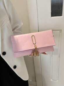 Women's Casual Vintage Simple Solid Color Clutch Bag - Baby Pink - View 4