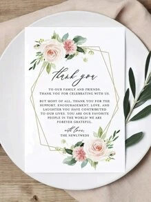 个性化定制婚礼感谢卡，花卉婚礼及新婚配饰，婚礼策划用品，完美适用于宾客餐桌装饰，适合婚礼、订婚、生日及其他场合。复古、卡通、可爱、定制、个性化、独特、专属定制，适用于员工、客户、学生、商务/工作/办公、学校、学习用品、返校季、办公室、学校、教室、教师礼物、大学、同事、宿舍、教师、男孩女孩、青少年、初中生、高中生、大学生、大一、大二、低年级学生、定制贺卡、办公及学习用品、圣诞装饰、带Logo文字的定制名片