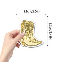 55pcs Cowgirl Cowboy Boots Flower Stickers - Vinyl Western Boots Floral Stickers For Cup, Diaries, Laptops, Luggage, Bumpers, Cell Phones, Scrapbooks, Scooters, Helmets, Car Cartoon Stickers And Decals
