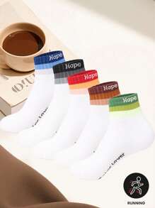 5 Pairs Women Seamless Colorful Striped Sports Socks, Thin Breathable Mesh Summer Low Cut Ankle Socks - Multicolor - View 1