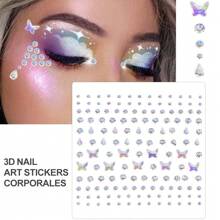 1pc Face Diamond Gem Face Stickers Purple Red Rhinestone Gem Sticker Eyeshadow Sticker Nail Body Makeup Stars Sticker DIY Decor Party Daily 3d Faux Gemstone Face Jewel Self-Adhesive Sticker, Great For Diy Music Festival, Y2k Makeup, Costume Party Makeup, Face & Eye Decoration