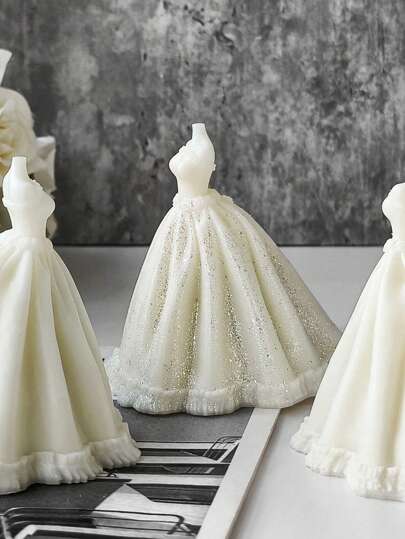 Romantic Wedding Dress Shaped Candle Mold, 3D Bride Wedding Candle Mold For Making Candles Or Plaster Decorations. Silicone Material, Reusable For Creative Handmade Crafts, Great Gift For Newlyweds Gifts Birthday Graduation