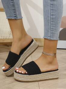 2025 New Vintage Crochet Embroidered Platform Slip-On Sandals