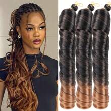 3 Pcs Synthetic French Curl Braiding Hair 22 Inch Loose Wave Braiding Hair Extensions Pre Stretched Crochet Braids For Women