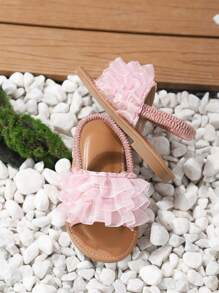 Toddler Girls' Fashionable Mesh Adorable Slip-On Sandals, Non-Slip Soft Bottom Beach Shoes, Spring/Summer - Pink - View 2