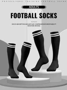 1 Par de calcetines deportivos sobre la rodilla de colores brillantes, 11 estilos, tubo largo anti-arañazos, partición inferior de toalla, resistente al desgaste, antideslizante, absorción de sudor, sin decoloración, estilo de moda sencillo, adecuado para todo tipo de deportes de pelota, apropiado para deportes de primavera