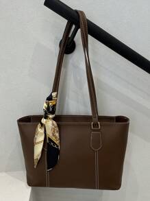 Fashionable Casual Foldable Tote Bag For Women, Large Capacity, Practical For Business, Celebrations, Gifts, Suitable For College Students - Coffee Brown - View 3