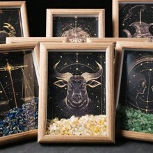 1颗天然能量宝石，十二星座七脉轮相框家居装饰桌面摆件礼品 - 十二星座碎石相框 - 查看 6
