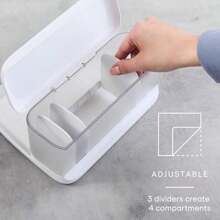 1acYouCopia HideAway Counter Caddy Bathroom Vanity Countertop Organizer Tray With Adjustable Dividers And Lid