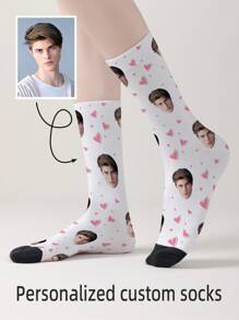 1 Pair Custom Face Socks, Custom Photo Sock, Custom Printed Socks, Personalized Funny Face Socks, Custom Picture Socks - Multicolor - View 2