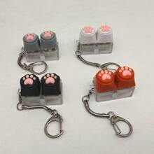 指尖新奇缓慢上升的压力缓解玩具，键盘风格，配有柔软的硅胶猫爪设计钥匙扣、吊坠、手机饰品和装饰配件，带有敲击声音的键盘键帽，烦躁，烦躁玩具，玩具，挤压，奇怪的玩具，电击口香糖 - 彩色 - 查看 9