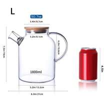 1 Pc Clear Borosilicate Glass Teapot 1.8L With Natural Bamboo Lid - Stovetop Includes Tea Infuser Clear Elegant Pot For Hot/Cold Tea Brewing | Kitchen Decor Gift