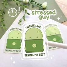 2张Smiski贴纸！“压力山大，努力做到最好”，适用于子弹日记本、计划本、笔记本电脑、水瓶、手机壳、装饰品 - 彩色 - 查看 2