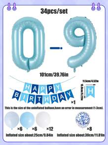 Juego de 34 globos numéricos de 40 pulgadas, en colores azul, rosa, crema y verde, globos con dígitos para decoración de fiesta de cumpleaños, 1er cumpleaños, de 0 a 9 años - Multicolor - Ver 8