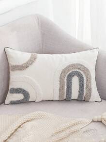 1pc/2pcs Set Gray & White U-Shape Pattern Cushion Cover, Modern Nordic Style Canvas Plush Embroidery Piped Edge Lumbar Pillow Sham, Suitable For Home, Bedroom, Living Room, Sofa, Garden, All Season 30*50cm, 45*45cm (Pillow Insert Not Included) - Grey - View 15