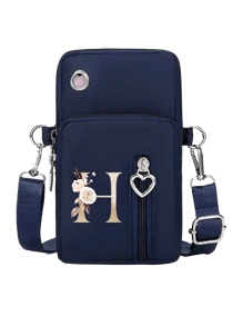 Túi đeo chéo mini màu xanh hải quân dành cho nữ, họa tiết hoa và chữ cái A-Y màu vàng, ví đựng tiền xu dọc dành cho nữ, túi đeo tay thể thao/túi đeo cổ tay khi chạy bộ, túi đựng điện thoại mini đeo chéo thời trang tối giản có lỗ cắm tai nghe, phù hợp cho sinh viên, công sở, kinh doanh, đi làm, văn phòng, kỷ niệm, Ngày Valentine, sinh nhật, Ngày của Mẹ, Ngày Nhà giáo, v.v. - Màu xanh lam - Xem 12