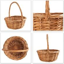 Cesta de Pascua de mimbre creativa para el hogar con asa para regalo, picnic, almacenamiento de plantas, decoración, tejida a mano