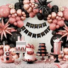 106Pcs Dusty Pink And Black Balloon Arch,Balloon Garland With Star Foil Balloons Metallic Rose Gold Balloons Retro Pink Balloons For Birthday Wedding Bachelorette Party Decorations Gifts Graduation Birthday Decorations Bachelorette Decor Graduation Decorations