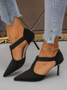 Women's Pointy Toe Stiletto High Heel Hollow Out Slip-On Sandals