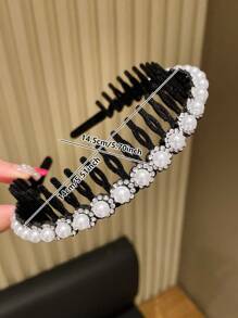 5 piezas Diadema de mujer con perlas falsas y rhinestones, diadema versátil y de alta moda para uso al aire libre, accesorios para el cabello, diadema, accesorios para la cabeza - Multicolor - Ver 5