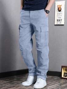 1pc Teen Boy Casual Loose Fit Cargo Pants, Straight Leg, Outdoor Sports, Suitable For Spring And Autumn
