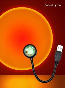 1pc Sunset Projection Lamp, Creative Led Decorative Atmosphere Light, Romantic Night Light, 7 Colors & 13 Modes Optional, Suitable For Bedroom, Cafe, Valentine's Day Decoration