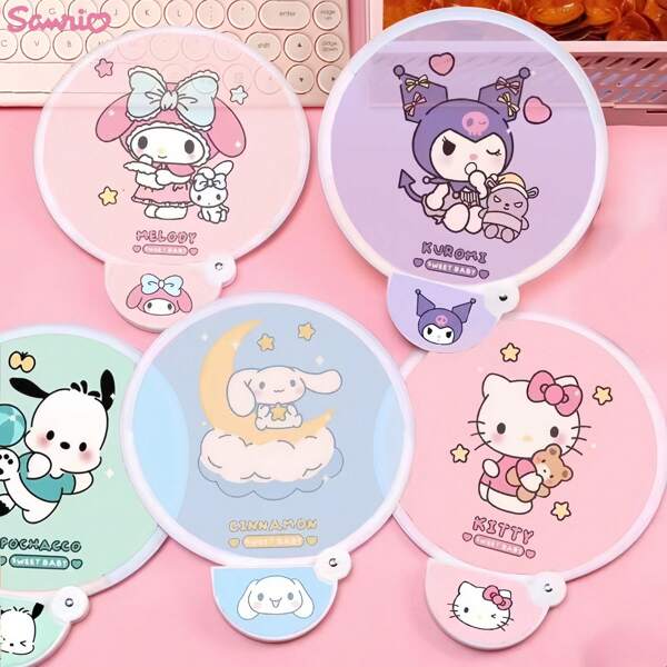 Sanrio Sanrio Outdoor Selfie LED Folding Hand Fan, Cute Cartoon Design Portable Fan For Summer, Convenient For Outdoor Use