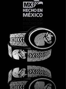 cinturon bordado vaquero piteado Piel Genuina - Negro - Ver 4