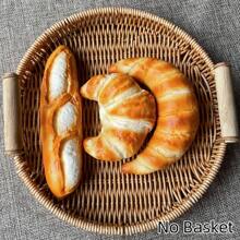 3件套，逼真面包法棍牛角包系列，华夫饼贝果PU材质欧式苏打面包模型法棍糕点吐司袋节日派对用品摄影仿真面包道具礼物生日毕业 - 多色 - 查看 15