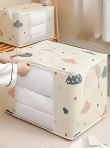 1pc Large Capacity Multifunctional Quilt Storage Bag, With Handles, Dustproof Moistureproof Odorless, Portable Laundry Tote Bag For Home And Dorm Use