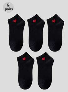 1/5/10 Pairs Heart Design Short Socks, Thin Breathable Ankle Socks, Versatile For Women, Suitable For Daily Wear - Multicolor - View 16