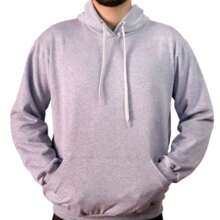 Men's Sweatshirts Plain Flannel Kangaroo Top Cold Hooded - Grey - View 2