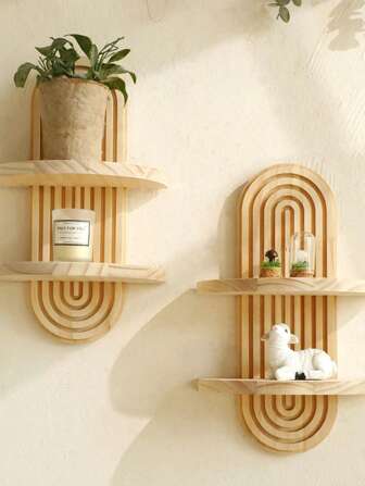 1 pezzo Nuovo stile di supporto da parete in legno, portavasi da salotto o balcone, portachiavi, supporto da parete decorativo per decorazione d''interni