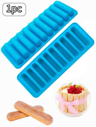 1 个 10 腔硅胶模具（每个腔尺寸：7*1.5 厘米/2.75*0.59 英寸），DIY 手指饼干、巧克力、糖果、法式糕点、厨房烘焙模具、自制冰棒模具
