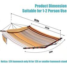 12FT 2 Person Hammock Large Hammock 450LB Capacity With V Shaped Hardwood Spreader Bar & Nylon Rope For Outside, Patio, Garden, Backyard, Beach, Poolside Beige-1118 - Yellow - View 6