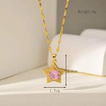Brass Alloy Zirconia Stone Luxurious Cross-Border Banquet Necklace, Versatile Choker Chain, Titanium Steel - Pink  Necklace - View 9