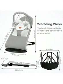 Baby Bouncer,Baby Swing, Portable Baby Bouncer Seat For Babies 0-18 Months, 3 Modes Of Use With Rocker And Stationary Options, Infant Rocker Chair With Hanging Toys,Baby's Birthday Gifts And Christmas Gifts,Comfort Rocking Chair,Hands Free Mom,For Infants And Toddlers, Baby Bouncer Seat, Baby Comfort Seat, Comfortable Baby Item, Soft,Newborn Gift,Baby Christmas Gift - Màu Xám nhạt - Xem 6