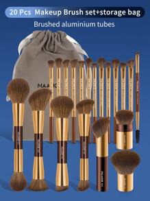 MAANGE 23 Pieces Makeup Tools Including 20 Pieces Professional Aluminum Tube Makeup Brush Set + 1 Storage Bag + 2 Pieces Air Cushion Puffs For Daily Use And Travel,Makeup Accessories Gifts For Friends ﻿ ﻿ ﻿ - 彩色 - 查看 16
