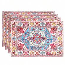 1 pieza/4 piezas/6 piezas Manteles individuales y manteles de lino estampado, decoración del hogar apta para comedor, fiesta, restaurante, hogar, multifuncional, de moda, primavera/verano