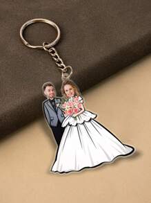 1/2Pcs Personalized Photo Wedding Couple Keychain, Custom Bride & Groom Cartoon Acrylic Keyring, Customized Funny Valentine'S Day Gift, Newlywed Gift, 8cm/3.15in, Wedding Party Gifts, Bridal Gifts, Bridesmaid Gifts, Suitable For Him/Her, Boyfriend, Girlfriend, Couple, Wife, Husband, Family, Bestie, Colleague, For Unique Gifts For Anniversary, Wedding, Valentine'S Day
