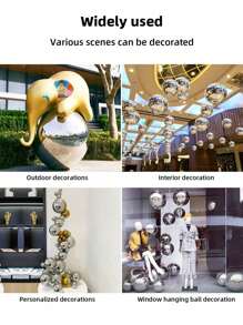 1 pezzo Sfera decorativa da giardino levigata in acciaio inox color argento, con riflessione a specchio, sfera cava rinforzata, sfera rotonda in acciaio inox