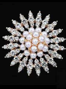 1pc High-End Fashionable New Faux Pearl & Crystal Rhinestone Brooch, Luxury Brooch Accessory, Suitable For Dresses & Can Be Given As Gifts Dress Accessories Pin For Clothes Bag Charm School Office Accessories Shirts Jacket Jewelry Christmas Halloween Clothes Pin Funny Cute Teacher Gifts
