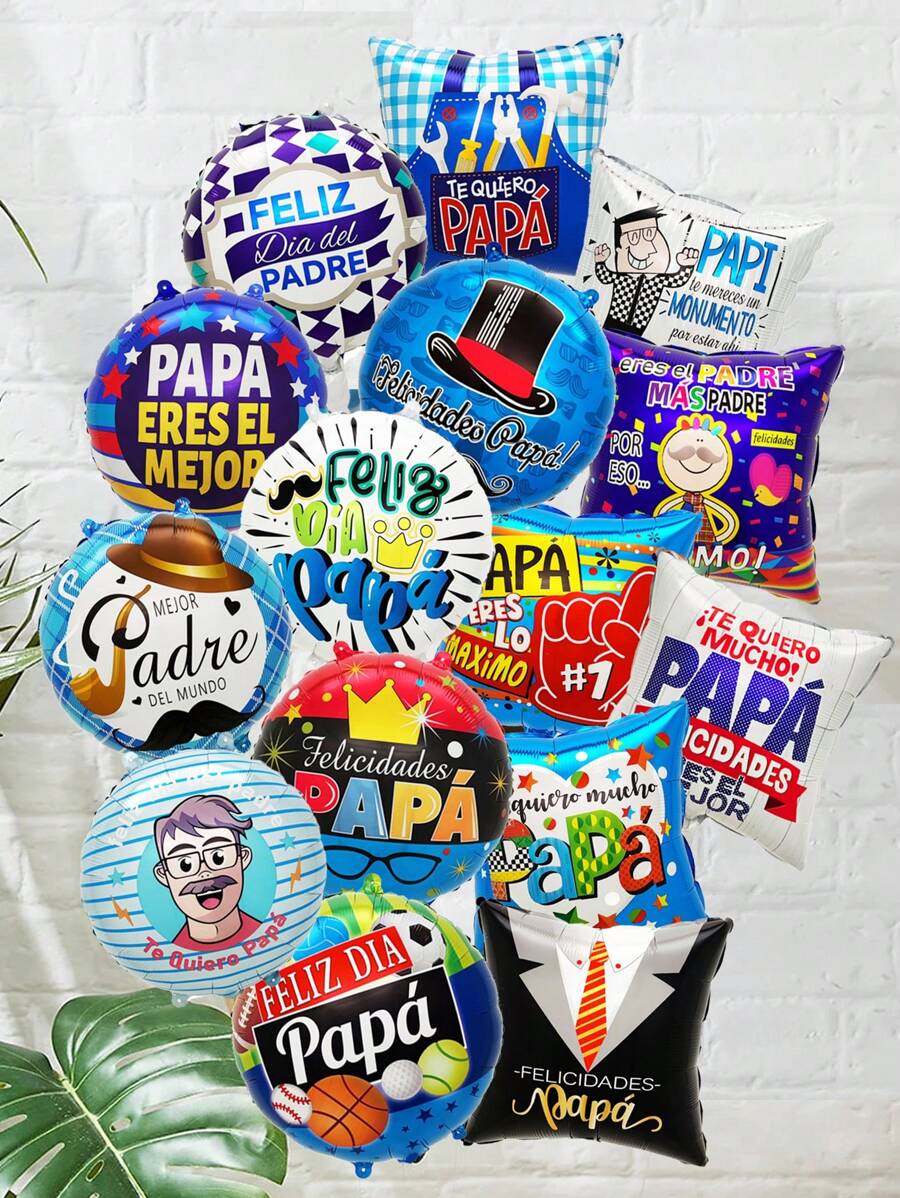 Father's Day Decorative Balloon Set, Includes Round Balloons And Square Balloons, Happy Father's Day Theme Party Decorative Balloons, Suitable For Father's Day Party Decoration, Father's Birthday Party Decoration, Dad Retirement Party Decoration, Wall Backdrop Decor - A Variety Of Styles Available - View 1