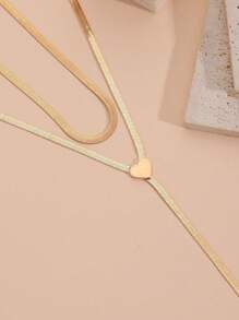 GARMEND 1set/2pcs Minimalist V-Shaped Tassel Layered Long Necklace, Suitable For Daily Wear For Women - D - View 3