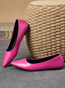 MonaNise Women's Fashion Pointy Toe Flats, Suitable For Outdoor Activities In Autumn, Available In Purple, Champagne, Red, Yellow, Black - Hot Pink - View 6