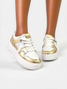 Women's Sporty Sneakers - Gold - View 4