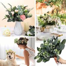 3/10片/30片/50片装人造桉树叶，适用于家居、户外花园、情人节、新年礼物装饰，散装人造银元树，高大灰绿色人造绿植，适用于婚礼、节日、插花 - 彩色 - 查看 8